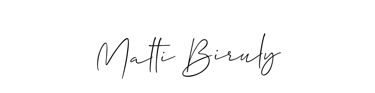 Similarly Allison_Script is the best handwritten signature design. Signature creator online .You can use it as an online autograph creator for name Malti Biruly. Malti Biruly signature style 2 images and pictures png
