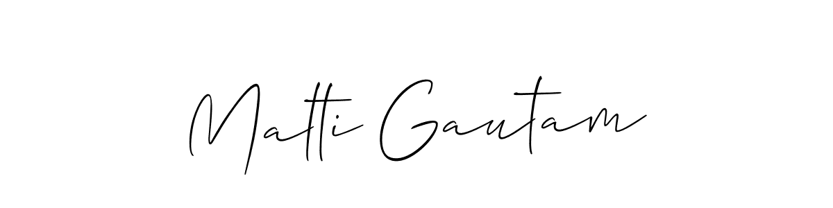 Allison_Script is a professional signature style that is perfect for those who want to add a touch of class to their signature. It is also a great choice for those who want to make their signature more unique. Get Malti Gautam name to fancy signature for free. Malti Gautam signature style 2 images and pictures png