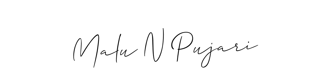 Create a beautiful signature design for name Malu N Pujari. With this signature (Allison_Script) fonts, you can make a handwritten signature for free. Malu N Pujari signature style 2 images and pictures png