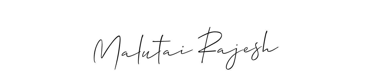 Similarly Allison_Script is the best handwritten signature design. Signature creator online .You can use it as an online autograph creator for name Malutai Rajesh. Malutai Rajesh signature style 2 images and pictures png