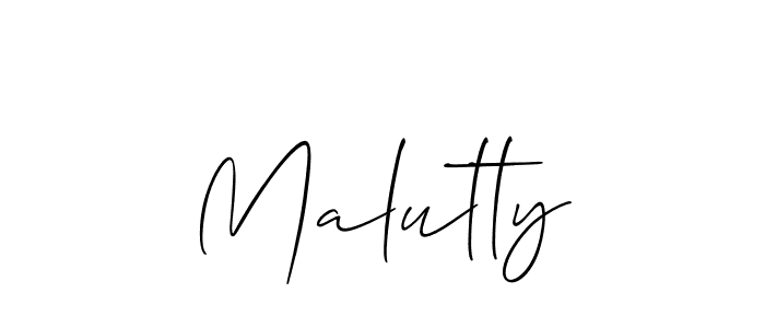 Make a beautiful signature design for name Malutty. With this signature (Allison_Script) style, you can create a handwritten signature for free. Malutty signature style 2 images and pictures png