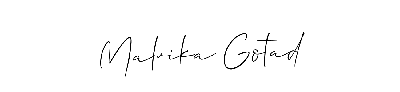 It looks lik you need a new signature style for name Malvika Gotad. Design unique handwritten (Allison_Script) signature with our free signature maker in just a few clicks. Malvika Gotad signature style 2 images and pictures png