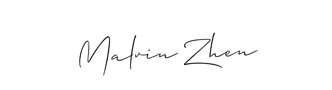 Make a beautiful signature design for name Malvin Zhen. With this signature (Allison_Script) style, you can create a handwritten signature for free. Malvin Zhen signature style 2 images and pictures png