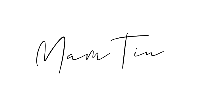 The best way (Allison_Script) to make a short signature is to pick only two or three words in your name. The name Mam Tin include a total of six letters. For converting this name. Mam Tin signature style 2 images and pictures png