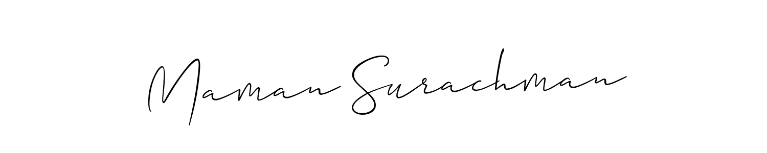 Also You can easily find your signature by using the search form. We will create Maman Surachman name handwritten signature images for you free of cost using Allison_Script sign style. Maman Surachman signature style 2 images and pictures png