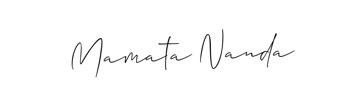 Allison_Script is a professional signature style that is perfect for those who want to add a touch of class to their signature. It is also a great choice for those who want to make their signature more unique. Get Mamata Nanda name to fancy signature for free. Mamata Nanda signature style 2 images and pictures png