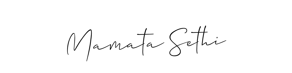 Create a beautiful signature design for name Mamata Sethi. With this signature (Allison_Script) fonts, you can make a handwritten signature for free. Mamata Sethi signature style 2 images and pictures png