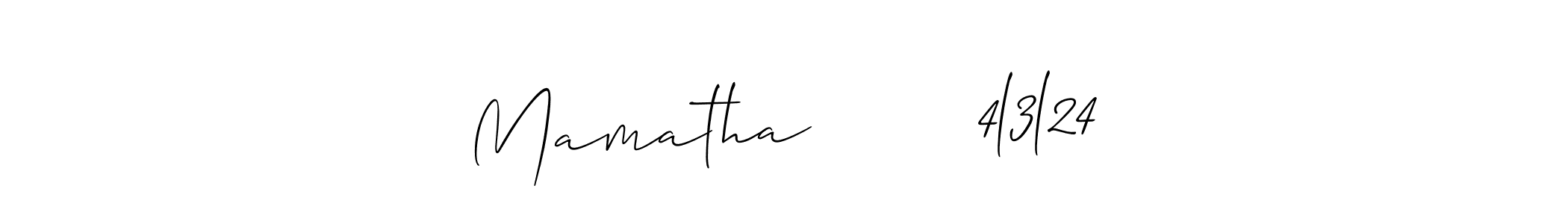 Use a signature maker to create a handwritten signature online. With this signature software, you can design (Allison_Script) your own signature for name Mamatha        4l3l24. Mamatha        4l3l24 signature style 2 images and pictures png