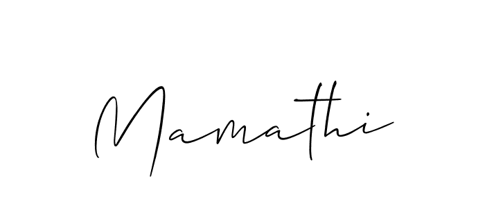 Use a signature maker to create a handwritten signature online. With this signature software, you can design (Allison_Script) your own signature for name Mamathi. Mamathi signature style 2 images and pictures png