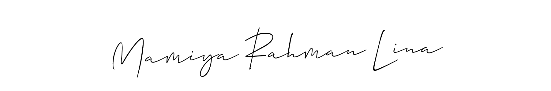 You should practise on your own different ways (Allison_Script) to write your name (Mamiya Rahman Lina) in signature. don't let someone else do it for you. Mamiya Rahman Lina signature style 2 images and pictures png