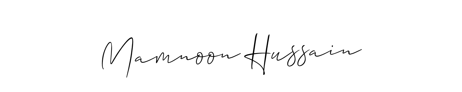 Use a signature maker to create a handwritten signature online. With this signature software, you can design (Allison_Script) your own signature for name Mamnoon Hussain. Mamnoon Hussain signature style 2 images and pictures png