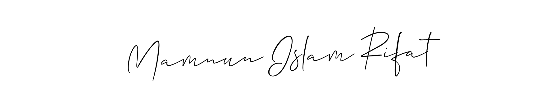 How to make Mamnun Islam Rifat name signature. Use Allison_Script style for creating short signs online. This is the latest handwritten sign. Mamnun Islam Rifat signature style 2 images and pictures png