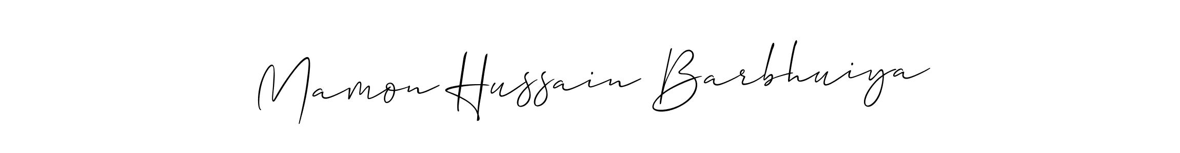 How to make Mamon Hussain Barbhuiya name signature. Use Allison_Script style for creating short signs online. This is the latest handwritten sign. Mamon Hussain Barbhuiya signature style 2 images and pictures png