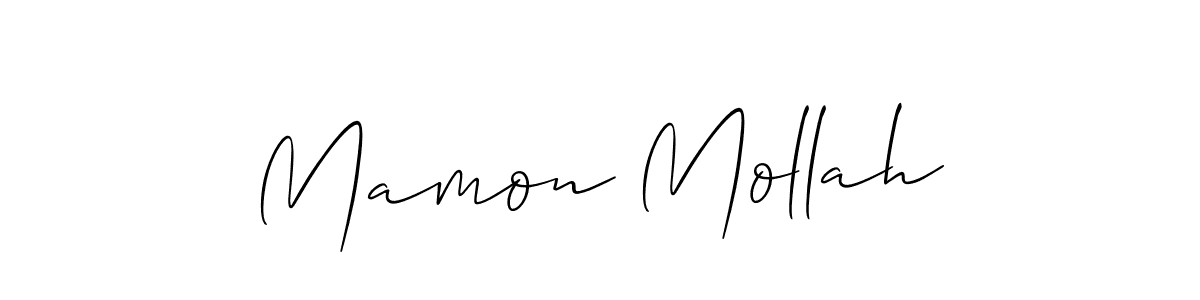 How to make Mamon Mollah name signature. Use Allison_Script style for creating short signs online. This is the latest handwritten sign. Mamon Mollah signature style 2 images and pictures png