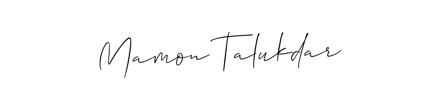 Use a signature maker to create a handwritten signature online. With this signature software, you can design (Allison_Script) your own signature for name Mamon Talukdar. Mamon Talukdar signature style 2 images and pictures png