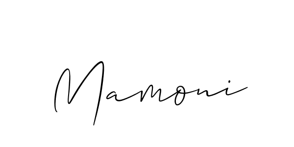 The best way (Allison_Script) to make a short signature is to pick only two or three words in your name. The name Mamoni include a total of six letters. For converting this name. Mamoni signature style 2 images and pictures png