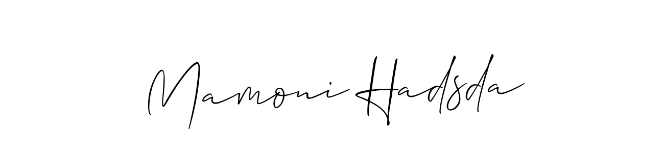 How to make Mamoni Hadsda signature? Allison_Script is a professional autograph style. Create handwritten signature for Mamoni Hadsda name. Mamoni Hadsda signature style 2 images and pictures png