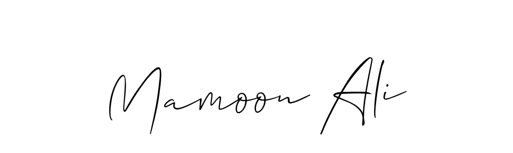 How to make Mamoon Ali name signature. Use Allison_Script style for creating short signs online. This is the latest handwritten sign. Mamoon Ali signature style 2 images and pictures png