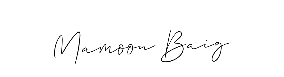 The best way (Allison_Script) to make a short signature is to pick only two or three words in your name. The name Mamoon Baig include a total of six letters. For converting this name. Mamoon Baig signature style 2 images and pictures png