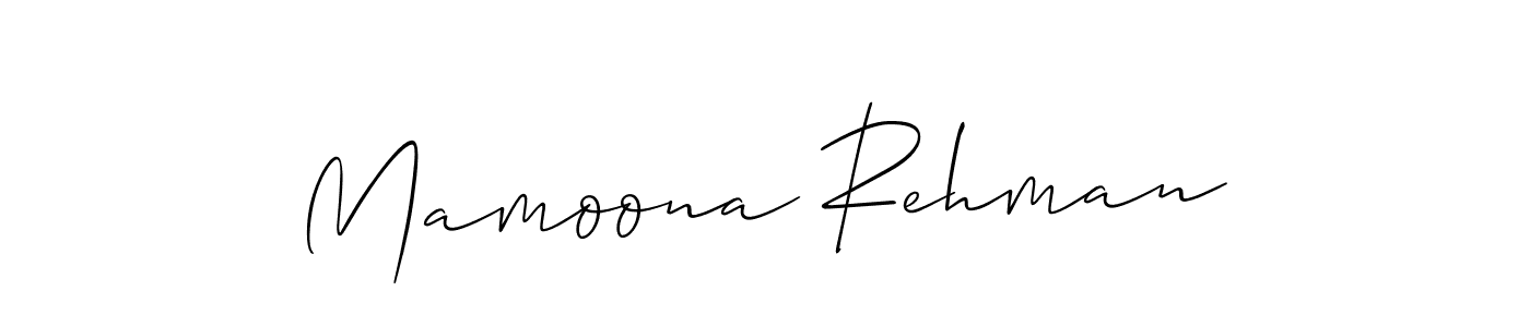 The best way (Allison_Script) to make a short signature is to pick only two or three words in your name. The name Mamoona Rehman include a total of six letters. For converting this name. Mamoona Rehman signature style 2 images and pictures png