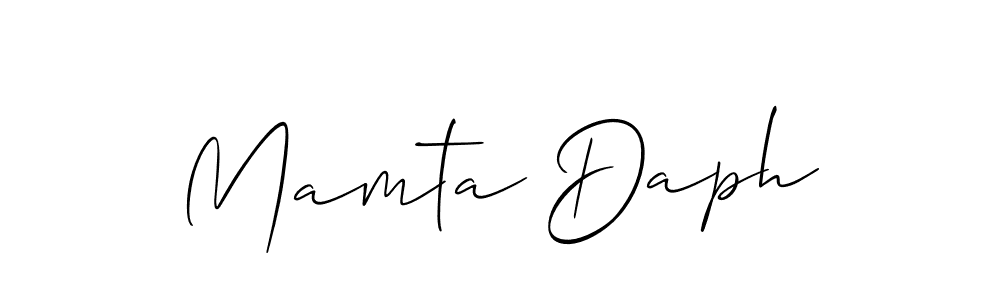 Make a beautiful signature design for name Mamta Daph. With this signature (Allison_Script) style, you can create a handwritten signature for free. Mamta Daph signature style 2 images and pictures png