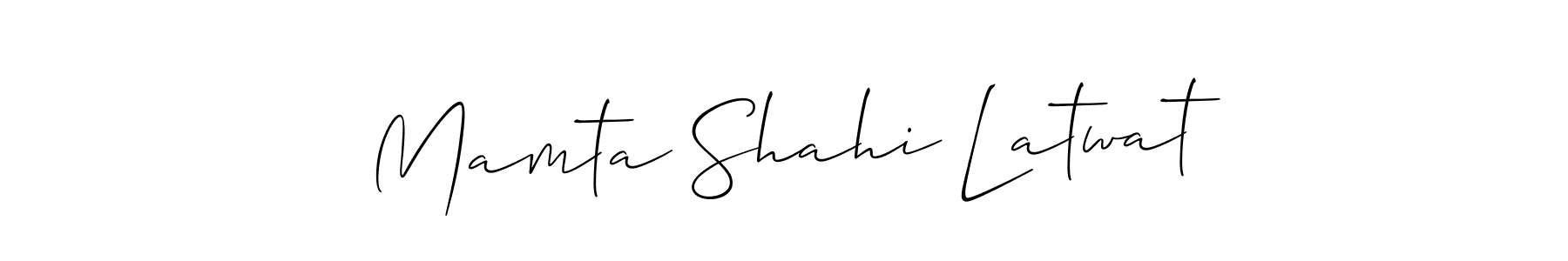 Make a beautiful signature design for name Mamta Shahi Latwat. With this signature (Allison_Script) style, you can create a handwritten signature for free. Mamta Shahi Latwat signature style 2 images and pictures png