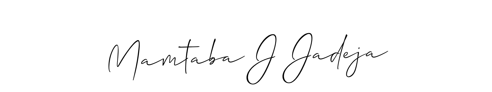 Create a beautiful signature design for name Mamtaba J Jadeja. With this signature (Allison_Script) fonts, you can make a handwritten signature for free. Mamtaba J Jadeja signature style 2 images and pictures png