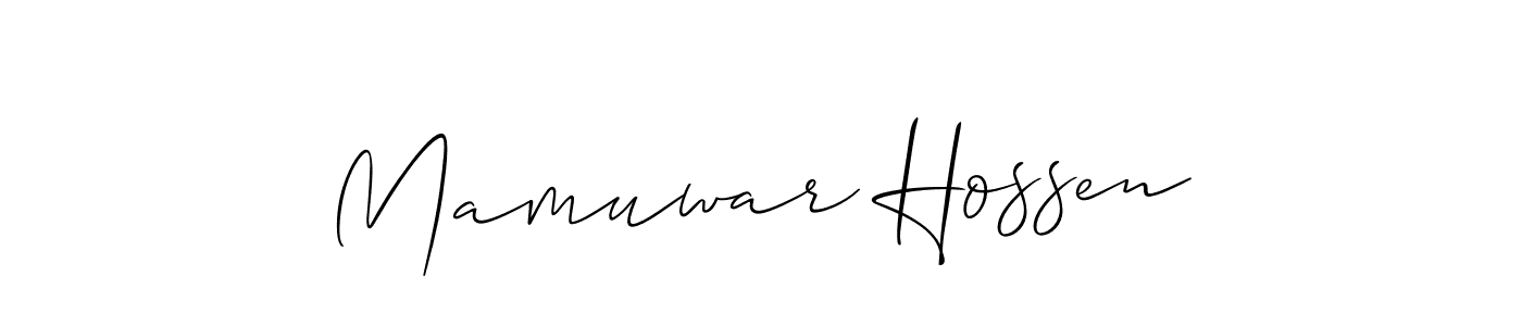 How to make Mamuwar Hossen name signature. Use Allison_Script style for creating short signs online. This is the latest handwritten sign. Mamuwar Hossen signature style 2 images and pictures png