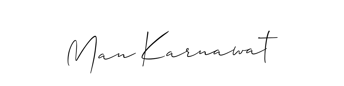 The best way (Allison_Script) to make a short signature is to pick only two or three words in your name. The name Man Karnawat include a total of six letters. For converting this name. Man Karnawat signature style 2 images and pictures png