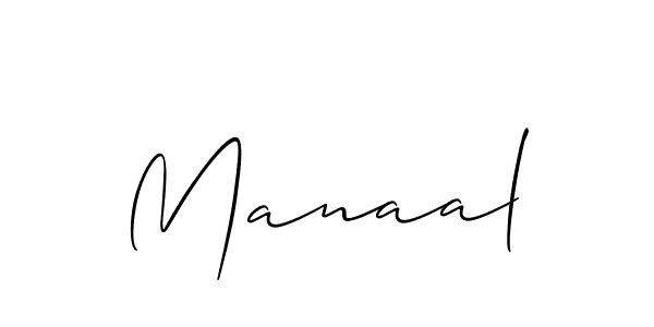 Create a beautiful signature design for name Manaal. With this signature (Allison_Script) fonts, you can make a handwritten signature for free. Manaal signature style 2 images and pictures png