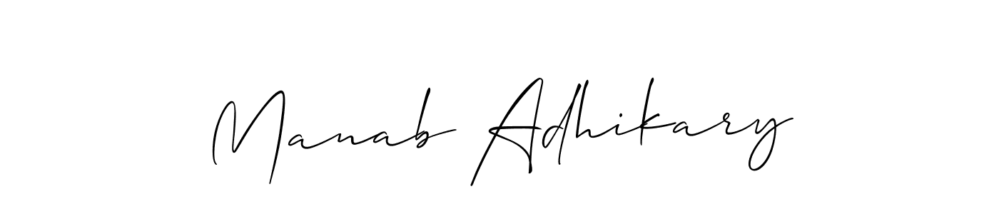 Make a beautiful signature design for name Manab Adhikary. With this signature (Allison_Script) style, you can create a handwritten signature for free. Manab Adhikary signature style 2 images and pictures png