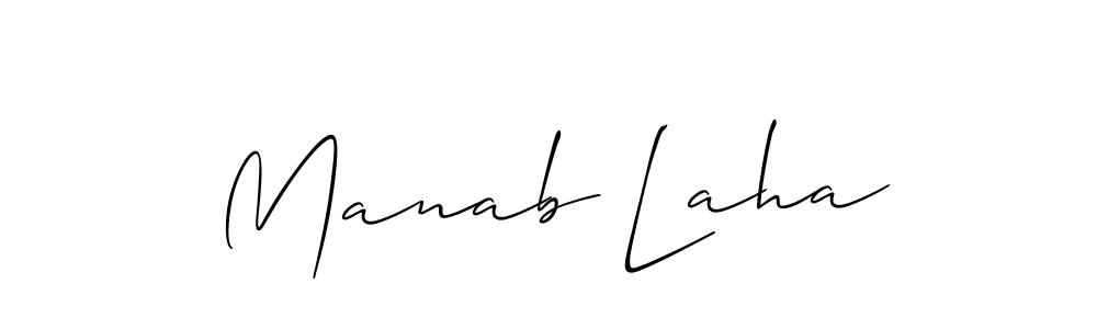 Make a beautiful signature design for name Manab Laha. With this signature (Allison_Script) style, you can create a handwritten signature for free. Manab Laha signature style 2 images and pictures png