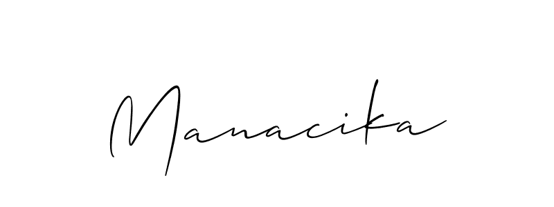 It looks lik you need a new signature style for name Manacika. Design unique handwritten (Allison_Script) signature with our free signature maker in just a few clicks. Manacika signature style 2 images and pictures png