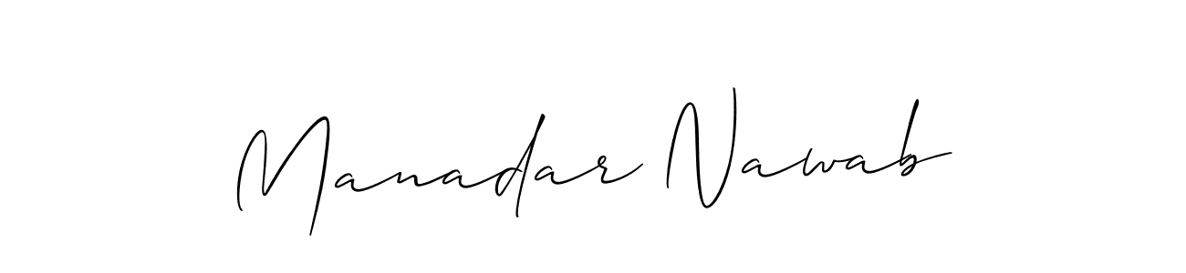 Use a signature maker to create a handwritten signature online. With this signature software, you can design (Allison_Script) your own signature for name Manadar Nawab. Manadar Nawab signature style 2 images and pictures png