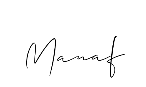 Create a beautiful signature design for name Manaf. With this signature (Allison_Script) fonts, you can make a handwritten signature for free. Manaf signature style 2 images and pictures png