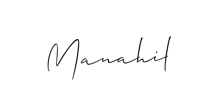 Use a signature maker to create a handwritten signature online. With this signature software, you can design (Allison_Script) your own signature for name Manahil. Manahil signature style 2 images and pictures png