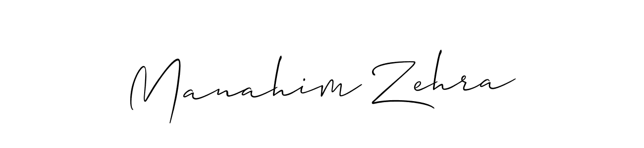 The best way (Allison_Script) to make a short signature is to pick only two or three words in your name. The name Manahim Zehra include a total of six letters. For converting this name. Manahim Zehra signature style 2 images and pictures png