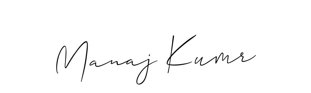 Use a signature maker to create a handwritten signature online. With this signature software, you can design (Allison_Script) your own signature for name Manaj Kumr. Manaj Kumr signature style 2 images and pictures png
