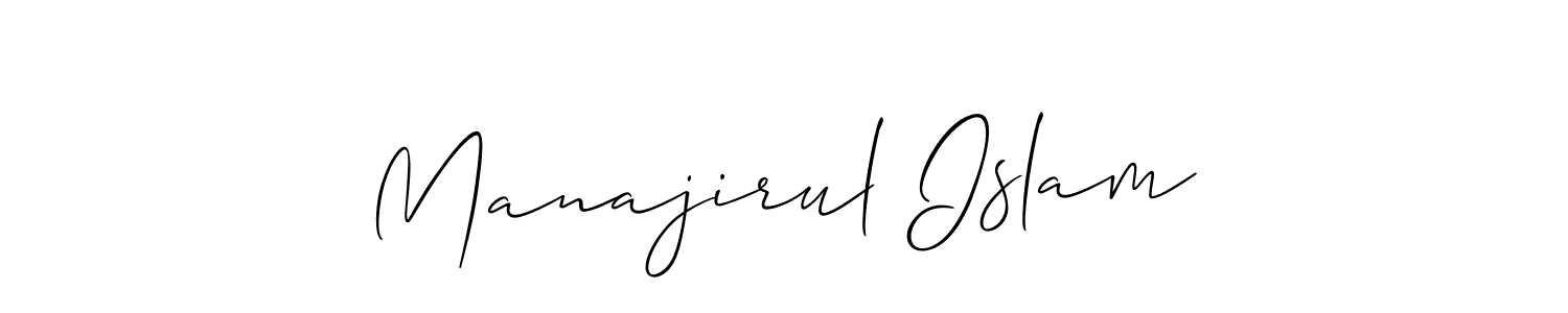 Design your own signature with our free online signature maker. With this signature software, you can create a handwritten (Allison_Script) signature for name Manajirul Islam. Manajirul Islam signature style 2 images and pictures png