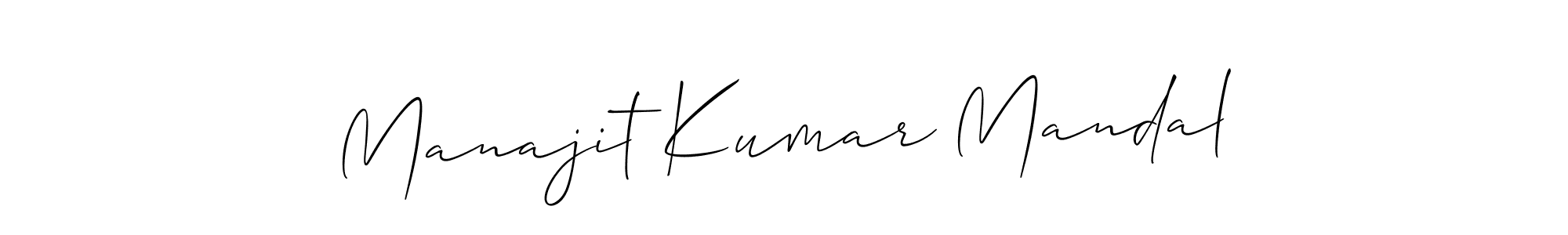 You should practise on your own different ways (Allison_Script) to write your name (Manajit Kumar Mandal) in signature. don't let someone else do it for you. Manajit Kumar Mandal signature style 2 images and pictures png
