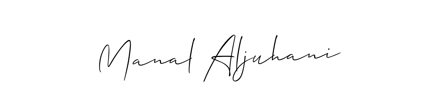 It looks lik you need a new signature style for name Manal Aljuhani. Design unique handwritten (Allison_Script) signature with our free signature maker in just a few clicks. Manal Aljuhani signature style 2 images and pictures png