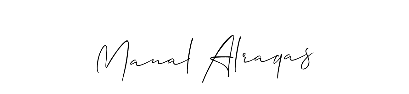 How to make Manal Alraqas signature? Allison_Script is a professional autograph style. Create handwritten signature for Manal Alraqas name. Manal Alraqas signature style 2 images and pictures png