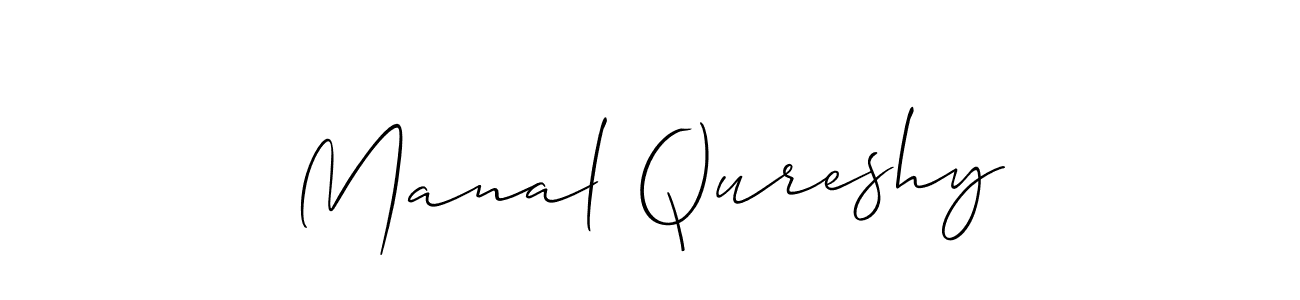 You should practise on your own different ways (Allison_Script) to write your name (Manal Qureshy) in signature. don't let someone else do it for you. Manal Qureshy signature style 2 images and pictures png