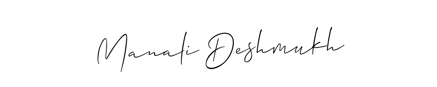 Use a signature maker to create a handwritten signature online. With this signature software, you can design (Allison_Script) your own signature for name Manali Deshmukh. Manali Deshmukh signature style 2 images and pictures png