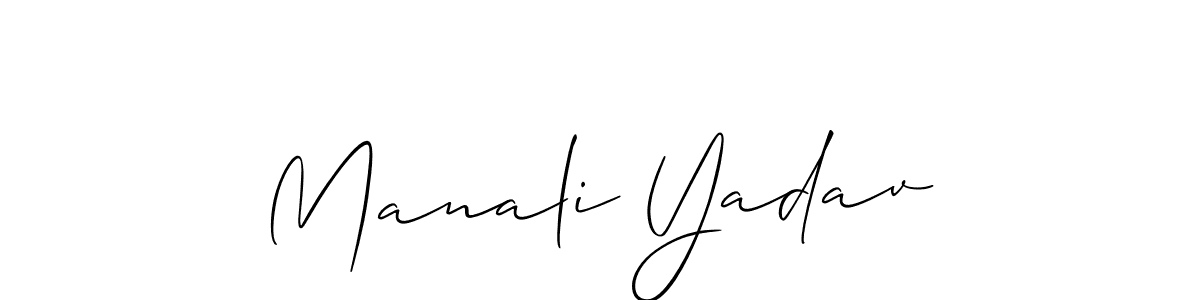 Make a beautiful signature design for name Manali Yadav. With this signature (Allison_Script) style, you can create a handwritten signature for free. Manali Yadav signature style 2 images and pictures png