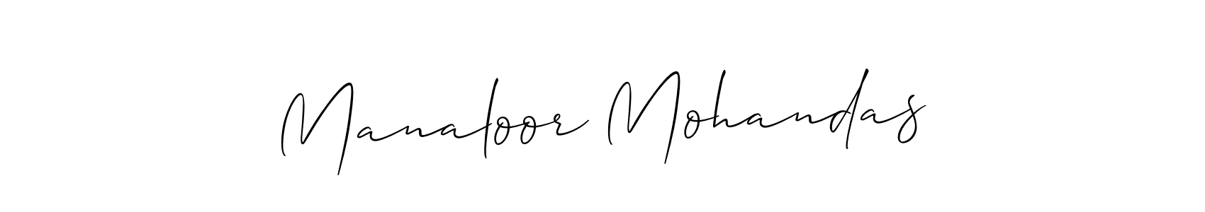Create a beautiful signature design for name Manaloor Mohandas. With this signature (Allison_Script) fonts, you can make a handwritten signature for free. Manaloor Mohandas signature style 2 images and pictures png