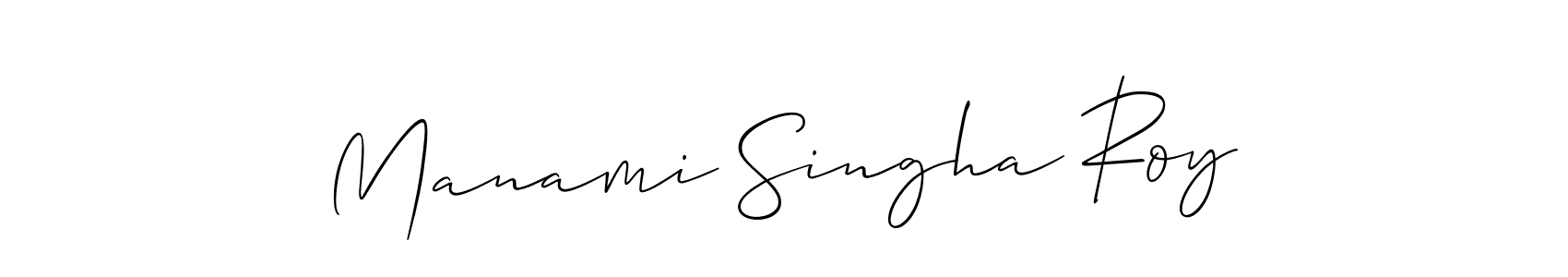 How to make Manami Singha Roy name signature. Use Allison_Script style for creating short signs online. This is the latest handwritten sign. Manami Singha Roy signature style 2 images and pictures png