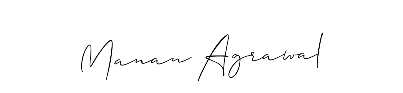 The best way (Allison_Script) to make a short signature is to pick only two or three words in your name. The name Manan Agrawal include a total of six letters. For converting this name. Manan Agrawal signature style 2 images and pictures png