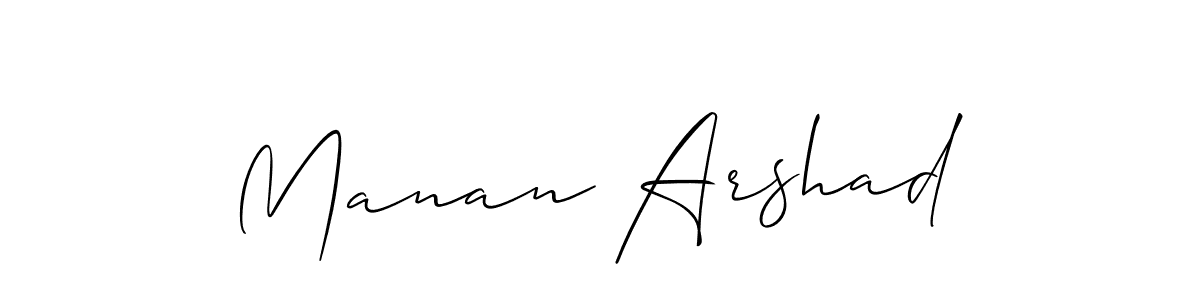 How to make Manan Arshad name signature. Use Allison_Script style for creating short signs online. This is the latest handwritten sign. Manan Arshad signature style 2 images and pictures png