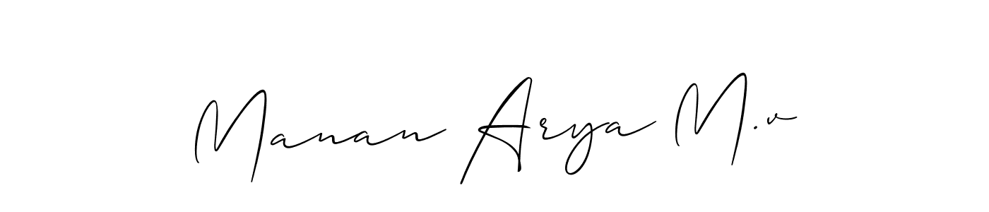 How to make Manan Arya M.v signature? Allison_Script is a professional autograph style. Create handwritten signature for Manan Arya M.v name. Manan Arya M.v signature style 2 images and pictures png